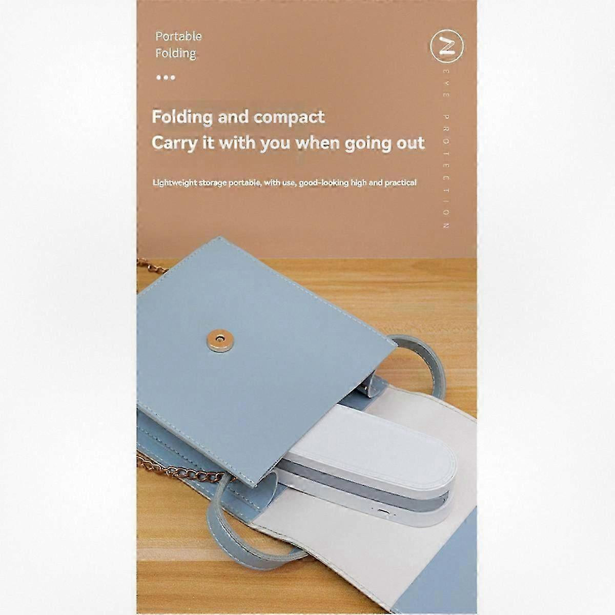 Rechargeable Foldable LED Desk Light for Home Office, Adjustable Brightness Portable Reading Lamp in White