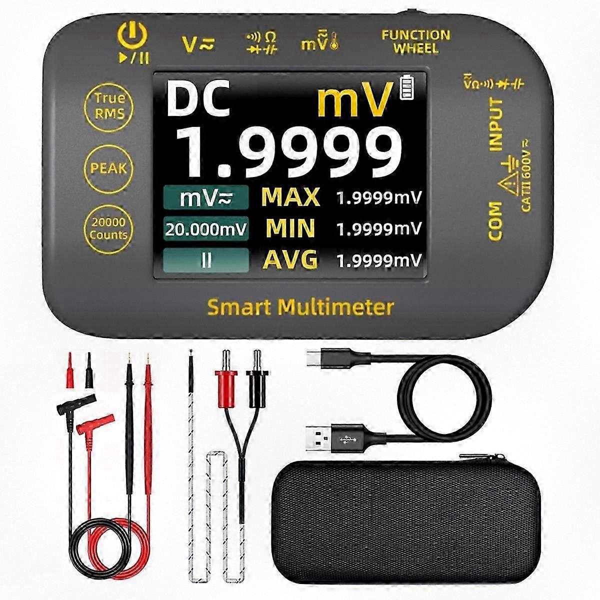 Rechargeable Digital Multimeter with 2.8 Inch Color Screen - 20000 Count Electrical Tester for Voltage Measurement