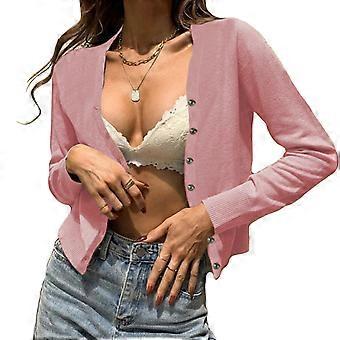 Suéter de punto para mujer Chaqueta casual de manga larga Abrigo con cuello en V cruzado delantero abierto para el día a día