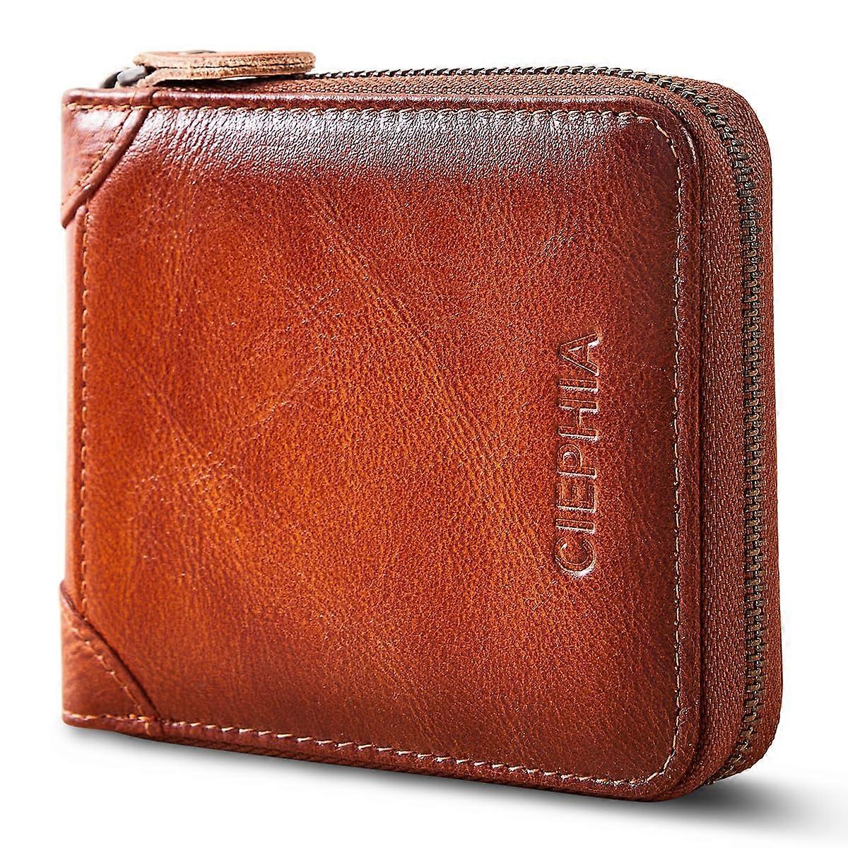 Leather Wallet for Men RFID Blocking with Large Capacity, Multi-Storey Design, Gift-Ready Dark Brown Color