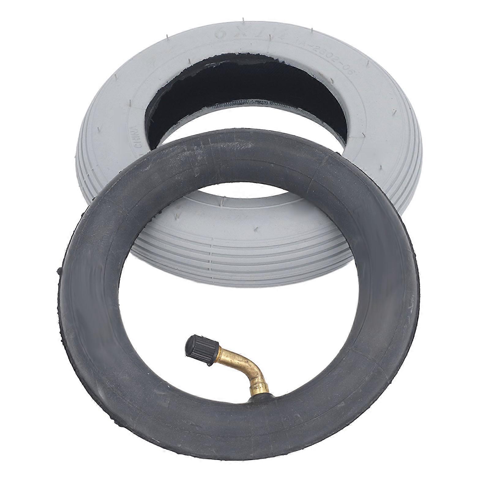 6 Inch Inflatable with Outer Tyre Rubber Inner Tube Caster Wheel Tire Replacement 36PSI Load Capacity Gray