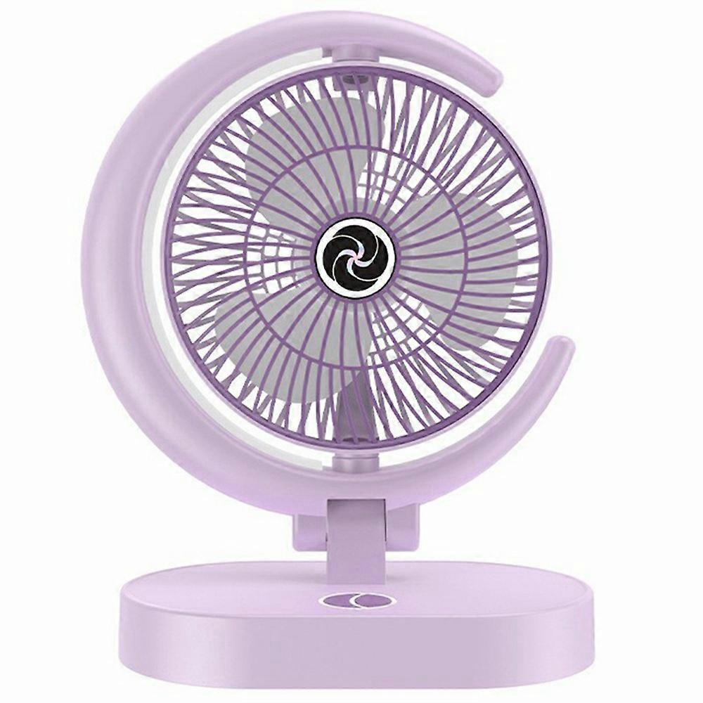 USB Rechargeable Foldable Desk Fan 4 Speeds Air Circulator Cooling Fan with Light