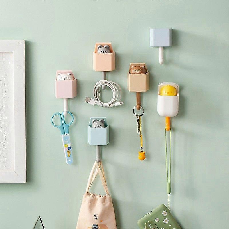 Towel Hooks Set of 4 Animal Waterproof Hooks, Wall Mounted Clothes Hooks, No Drilling, Organizer