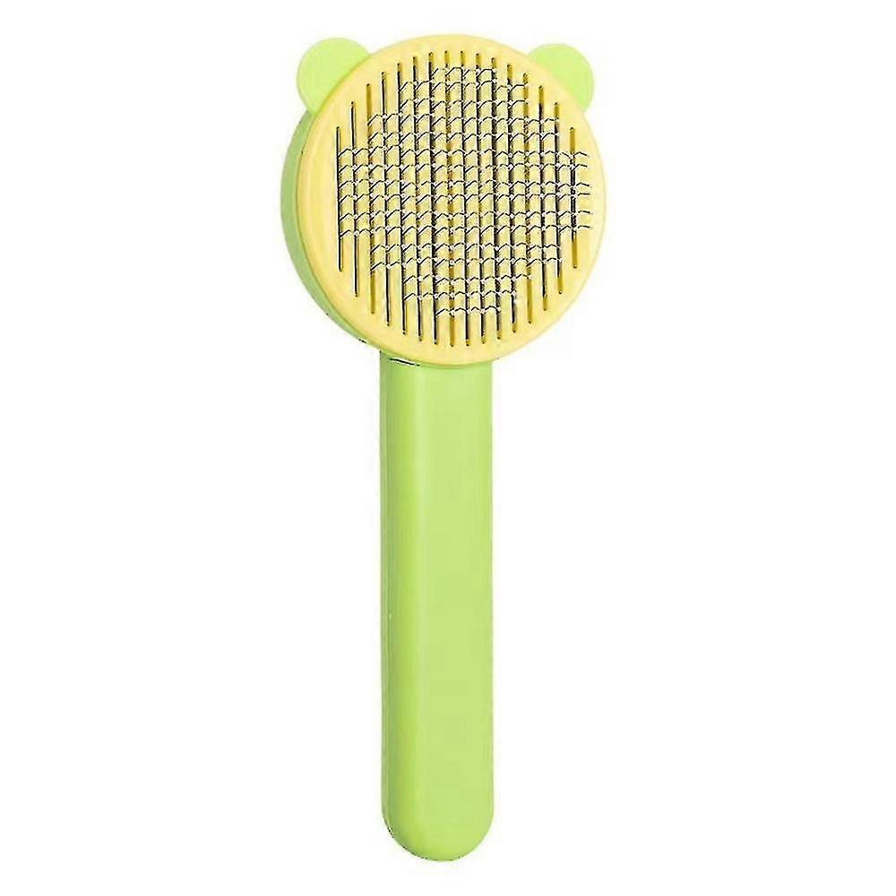 Dog Cat Comb With Handle,pet Brush With Self Cleaning Button For Removing Undercoat, Loose Fur