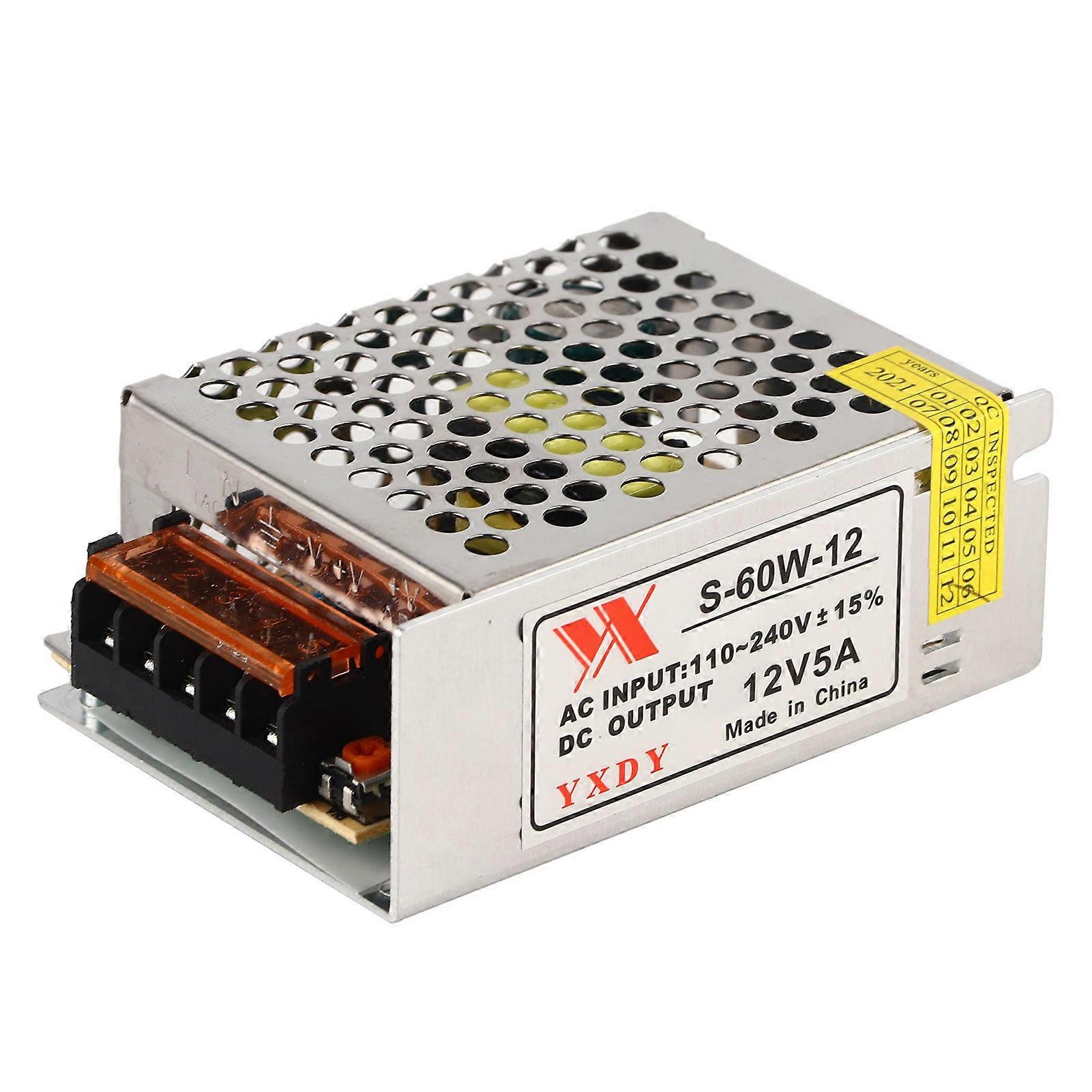 Convertisseur de tension 5 A 12 V CA/CC, alimentation à découpage régulée universelle pour LED