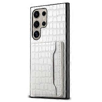 For Samsung Galaxy S25 Ultra Case Card Holder Kickstand Crocodile Texture Leather Back Phone Cover