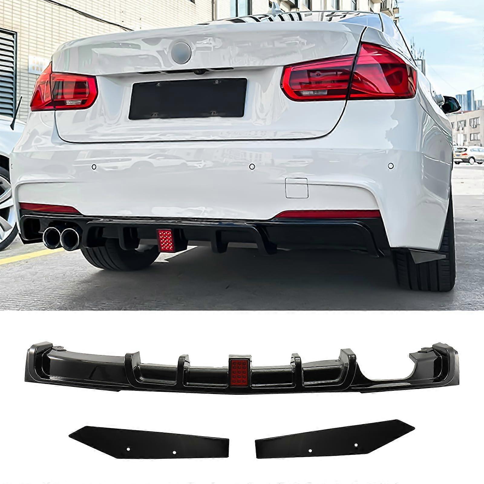 Rear Diffuser with Light Compatible with 2013 2019 BMW 3 Series F30 320i 340i Gloss Black