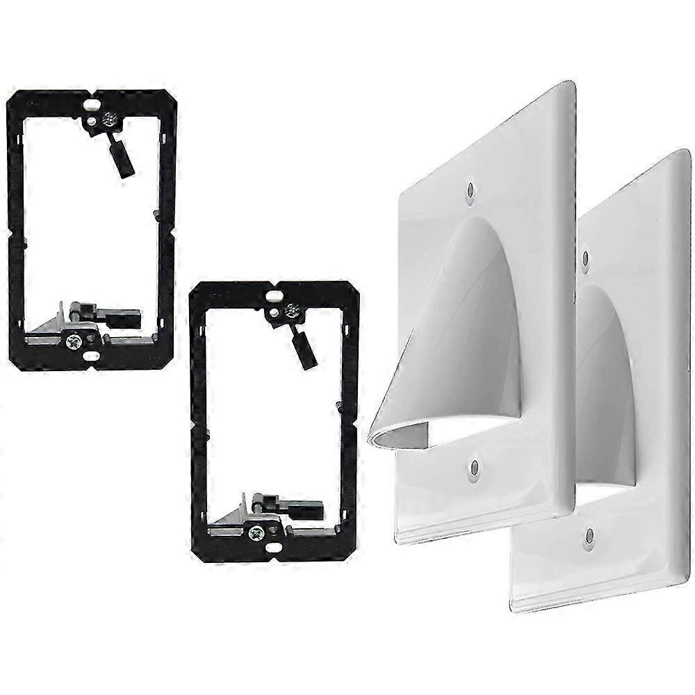 Single Bundled Cable Wall Plate 1- Recessed Low Voltage Cable Plate with Mounting Bracket (2-Pack