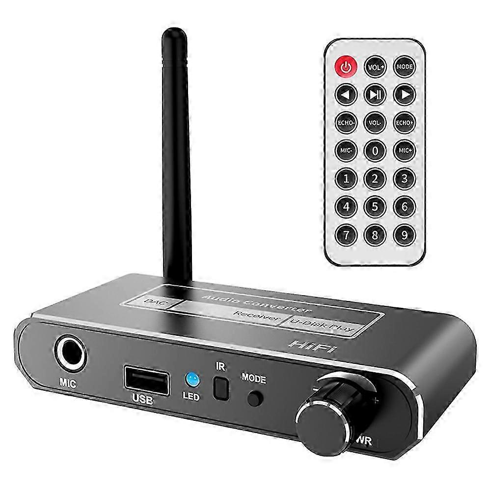 D200 Bluetooth 5.2 Receiver Traditional Speakers AUX Audio Adapter with Infrared Remote Control