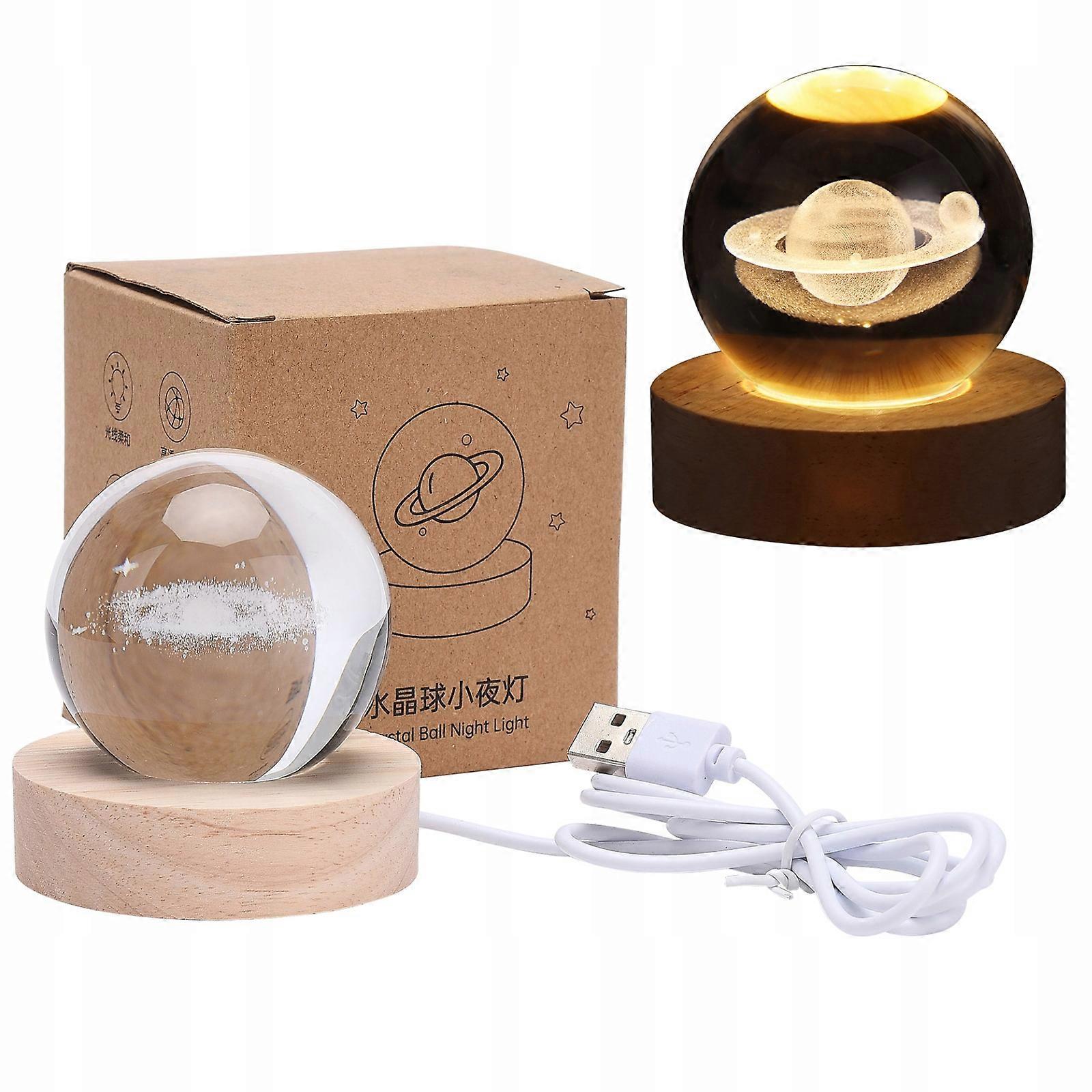 Night Light Saturn 3d Led Crystal Ball