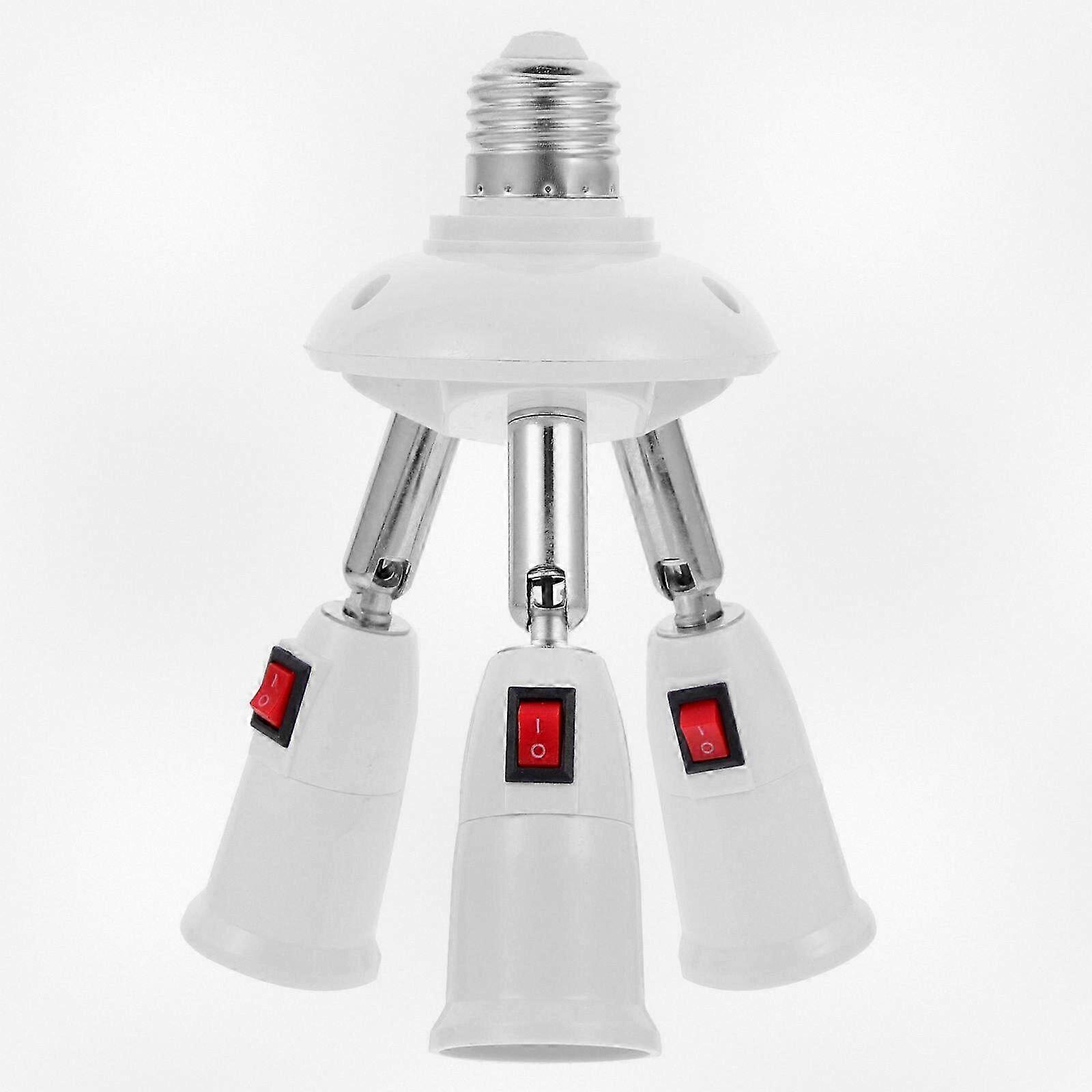 E27 Splitter Socket Adapter with 3 Heads for E27 Base Bulbs, Lamp Converter for Household Lighting