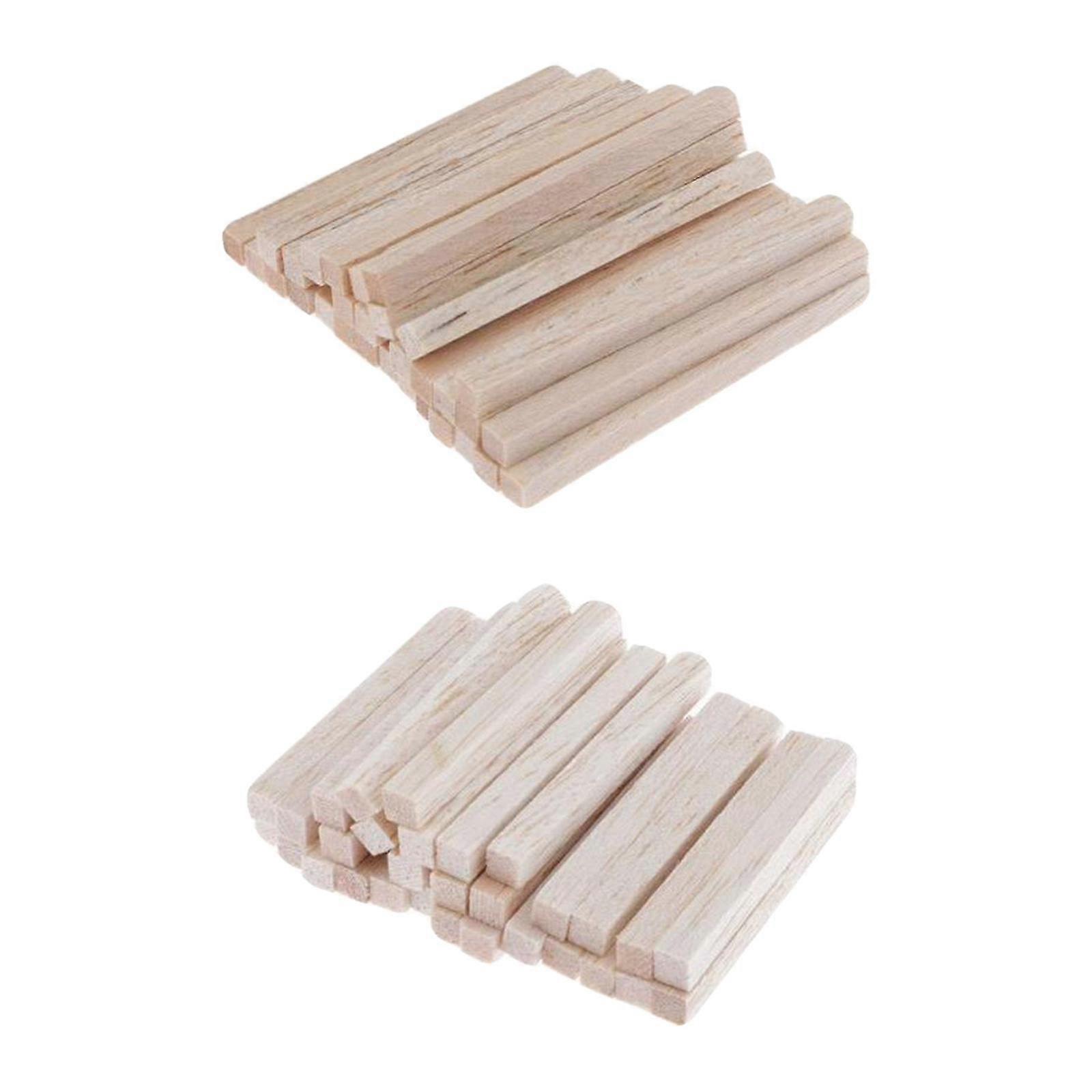 60Pcs Plain Balsa Wood Square Dowel Rod Hobby Landscape