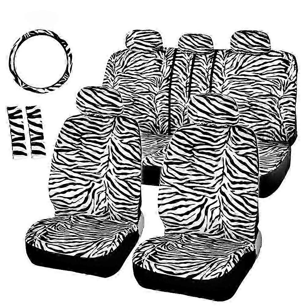 12PCS/Set Steering Wheel and Seat Cover Set with Luxury Zebra Pattern for European Vehicles