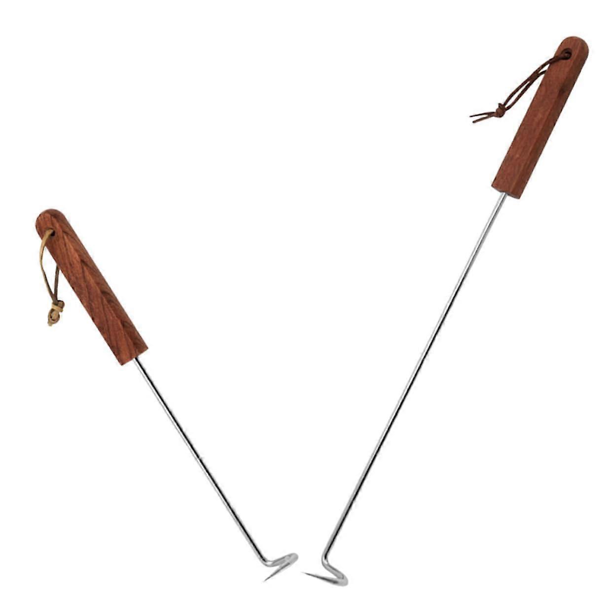 Pack of 2 Stainless Steel Meat Hook Turner, Reversible Swivel Hooks for Barbecue, Food Flipper Tool, Hanging Hooks