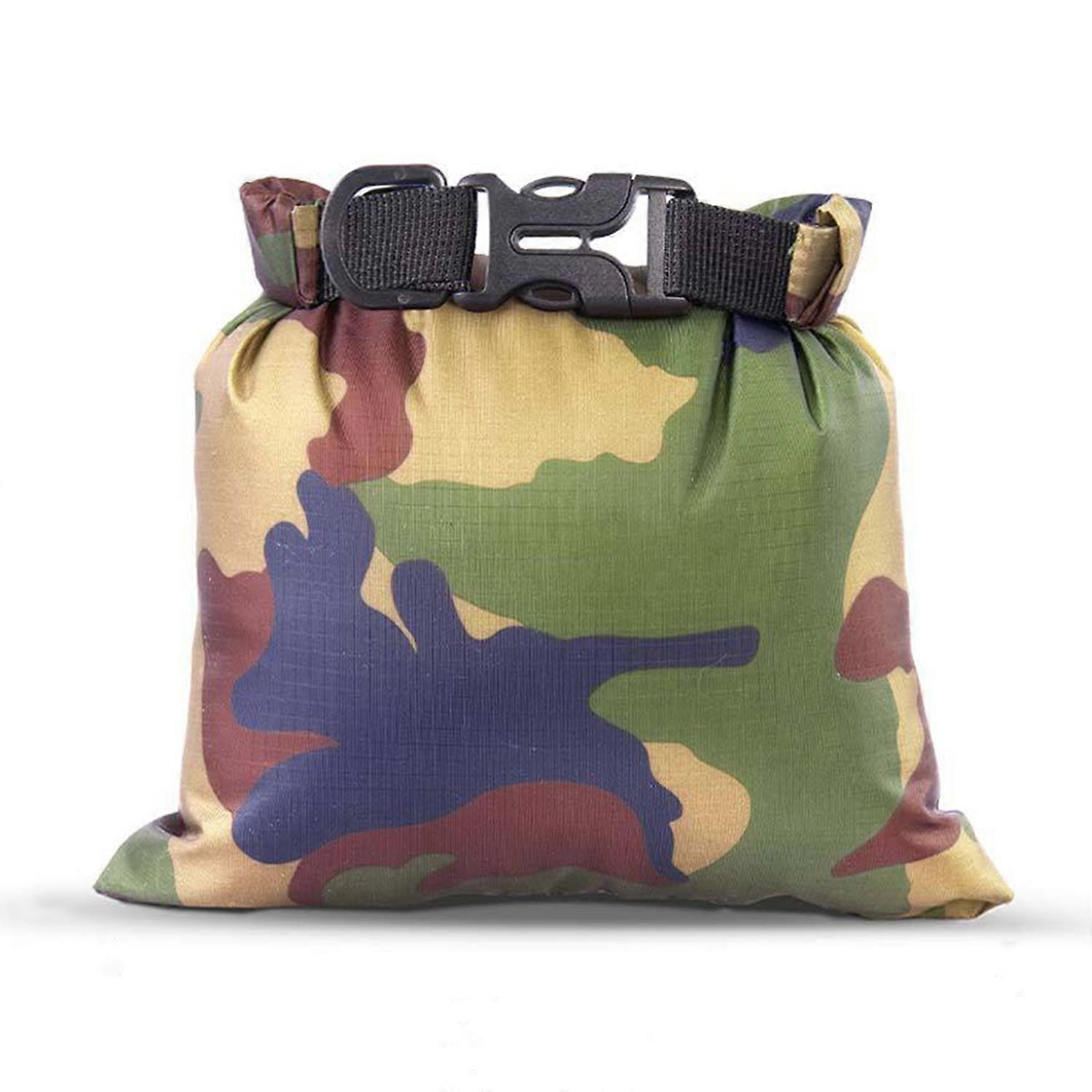 2.5 ליטר הסוואה צבאית חיצונית עמיד למים רול למעלה תיק יבש לקמפינג טיולים, 22.5 x 29 ס"מ