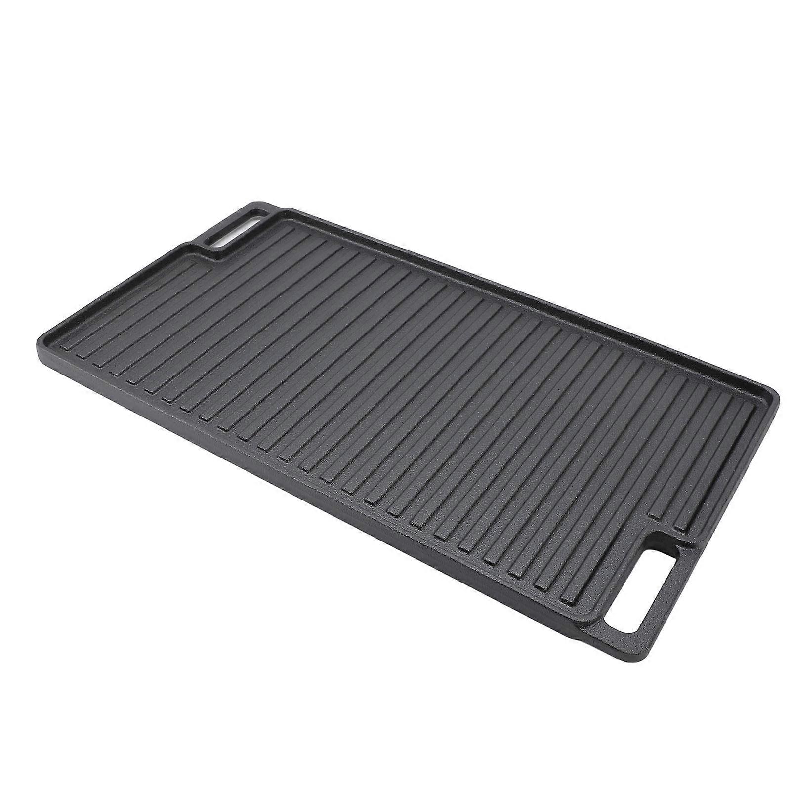 Pre Seasoned Cast Iron Reversible Rectangular Grill Griddle Non Stick Family Pan Cookware with Handles 