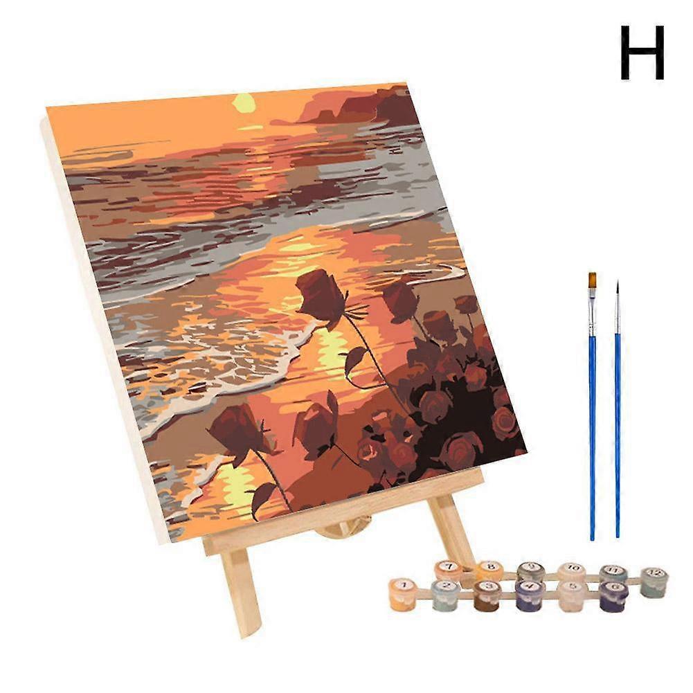 VNH19(H)$ Rose Landscape DIY Digital Oil Painting Hand-painted Oil Painting