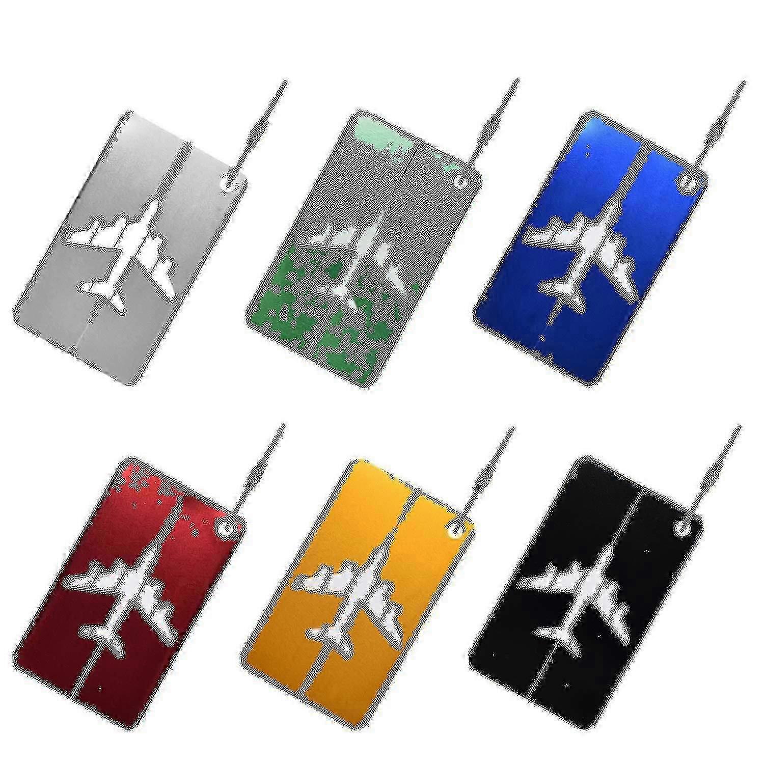 Travel Bag Identity Labels, Set of 6 Durable Aluminium Alloy Tags with Steel Loop for Suitcases and Baggage Identification