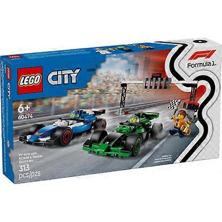 LEGO 60474 F1 grid with VCARB and Sauber racing cars