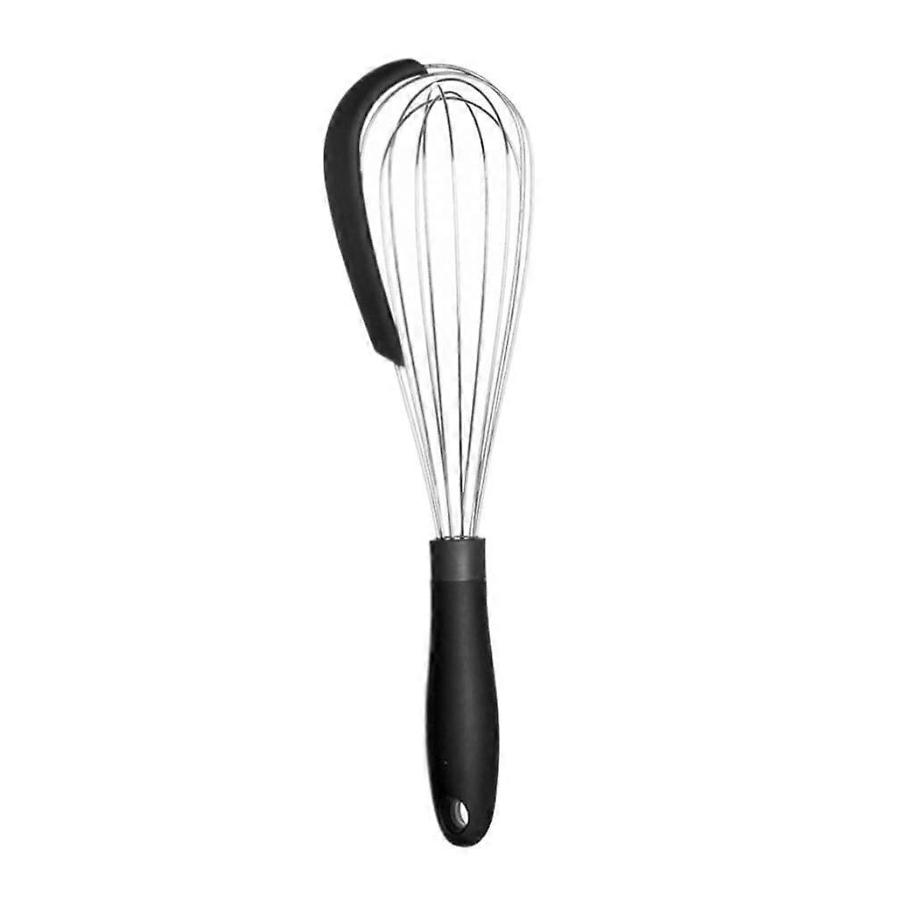 Whisk Baking Utensils Manual Rotating Whisk Kitchen Tool 31.5x8cm Silicone Egg Beater Mixer (Black)