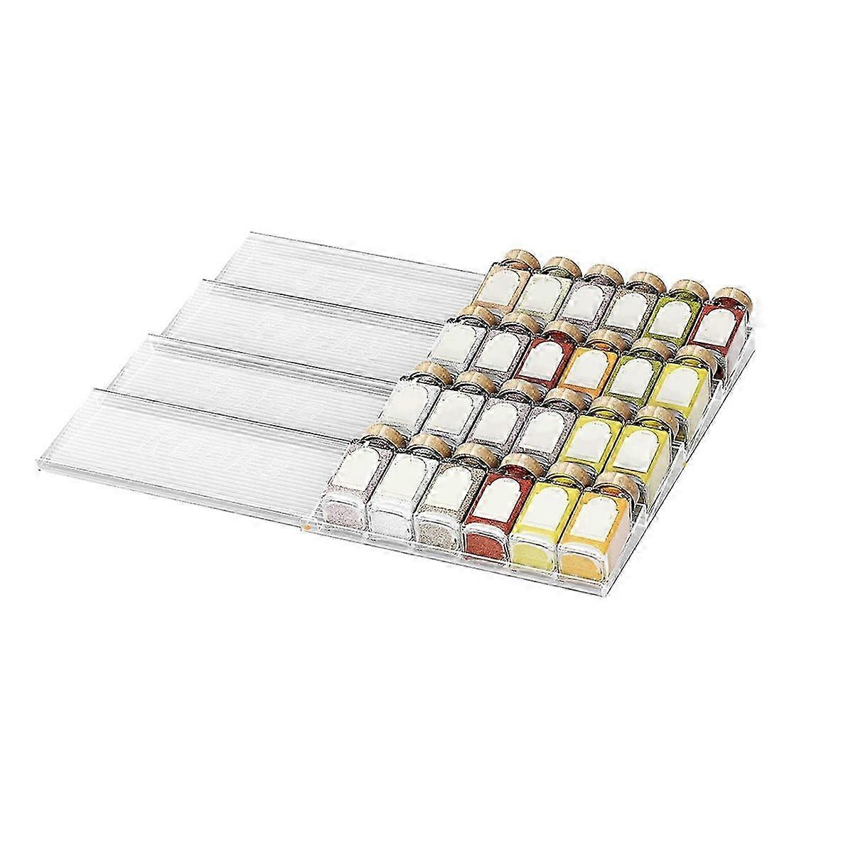 Expandable Spice Drawer Organizer, Adjustable Clear Acrylic Spice Rack for Drawer, for Kitchen SpicTransparent SZRH