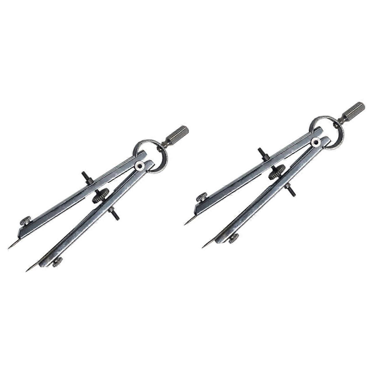 Circle Drawing Tool Set - 2 Stainless Steel Compasses for Geometry, Drawing Circles, Accurate Measurement, Silver Finish