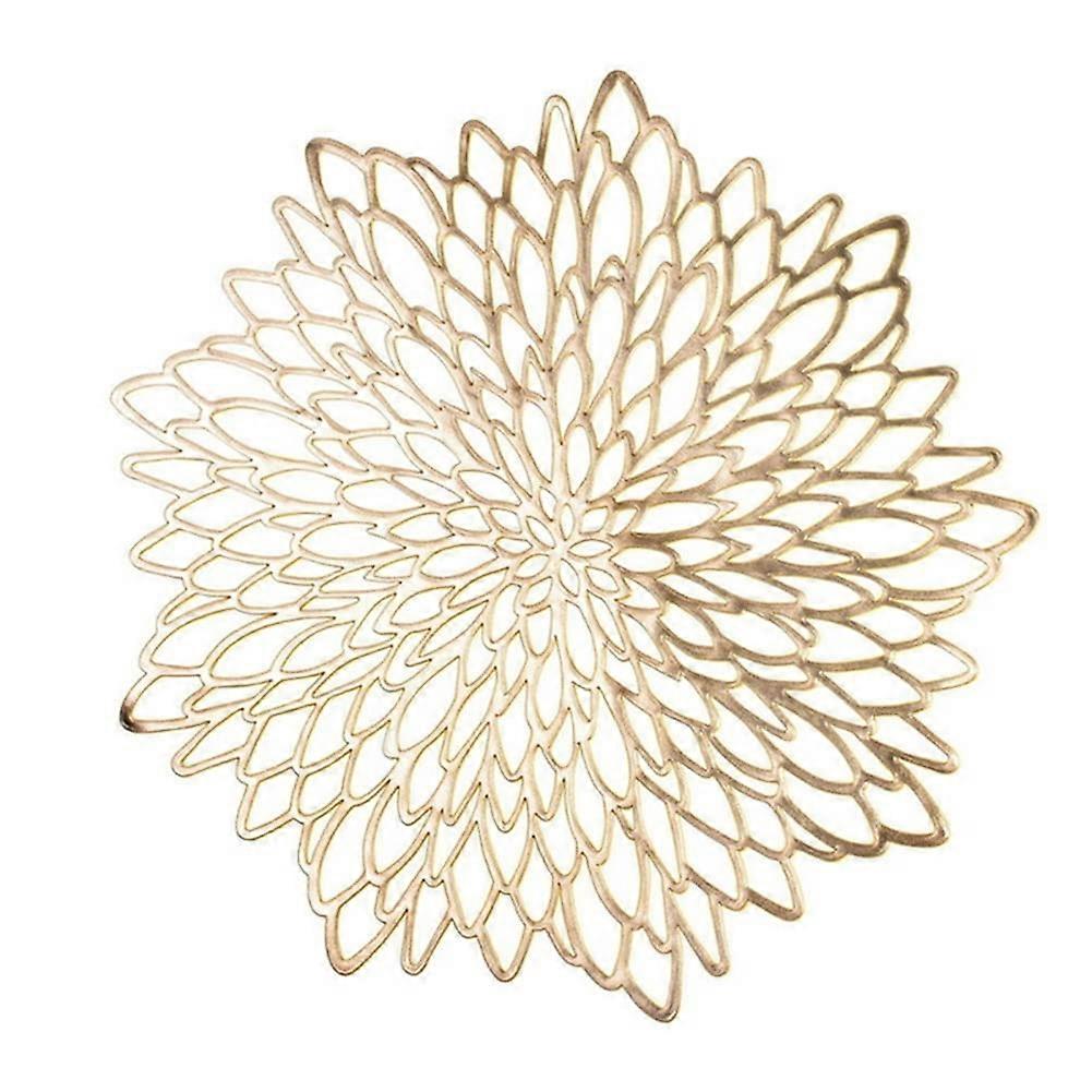 6 pieces PVC table set for dining table hollow cushion coasters table bowl mats gold