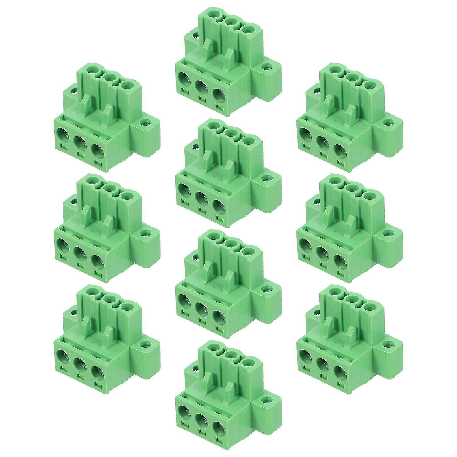 Pcb Mount Screw Connector Terminal Block Assortment Kits Straight Pin Green 10Pack