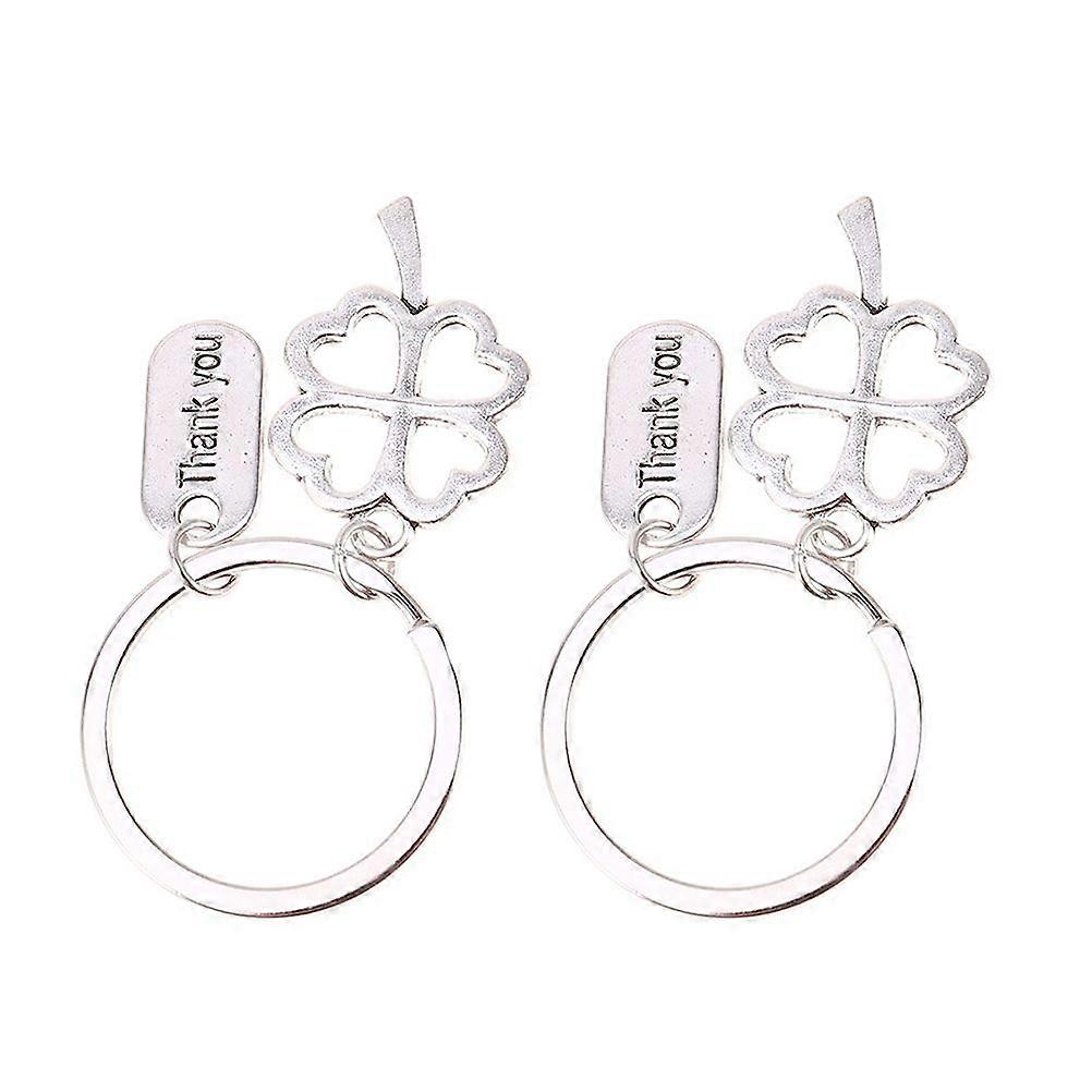 2pcs Clover Keychain Thank You Words Gift Key Pendants Key Hanging Decoration Key Holder for Men Women (Pattern 1)