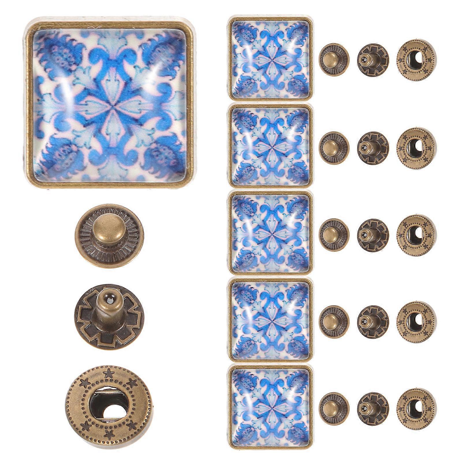 Multi-Function Snaps Fastener Classic Style Square Shape Assorted Color 1.7x1.7cm for DIY Crafts 6Pcs