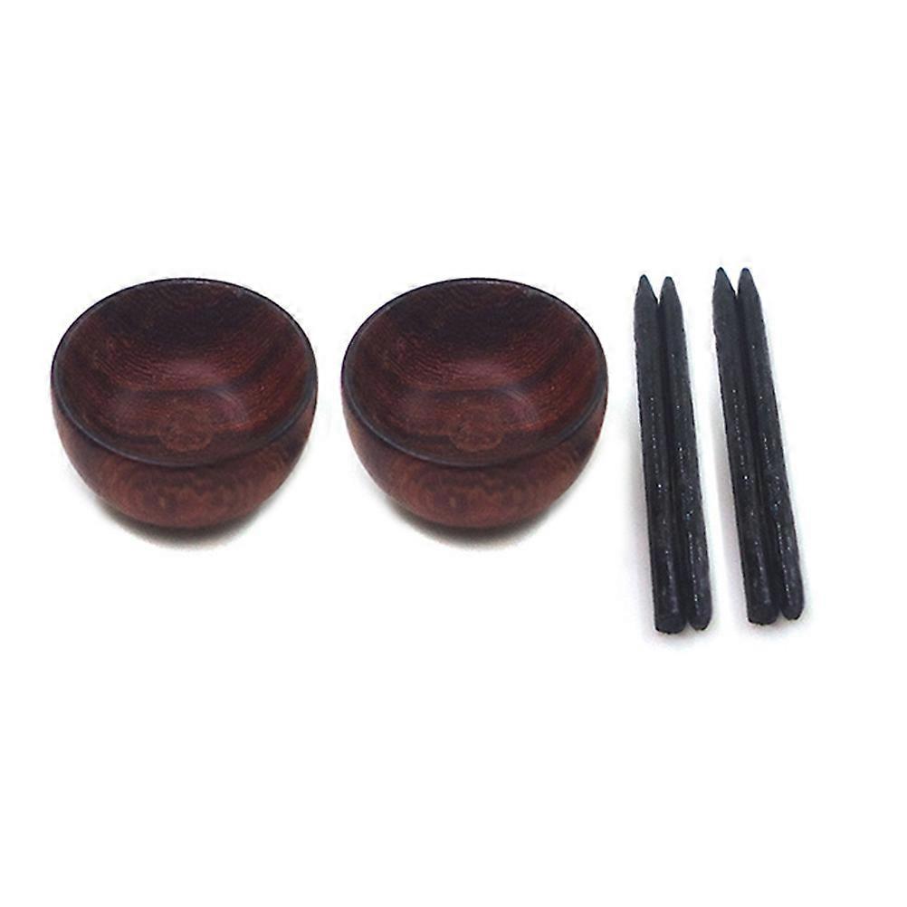 Mini Tableware Set Mini Chinese Dish Bowl Chopsticks Tableware Set Mini House Decor Educational Accessory 2Sets Black