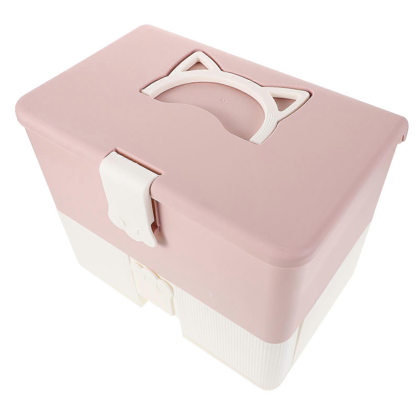 Double Layer Nail Polish Organizer Case with Handle for Portable Nail Tool Storage Moistureproof Makeup Box for Manicure Technicians