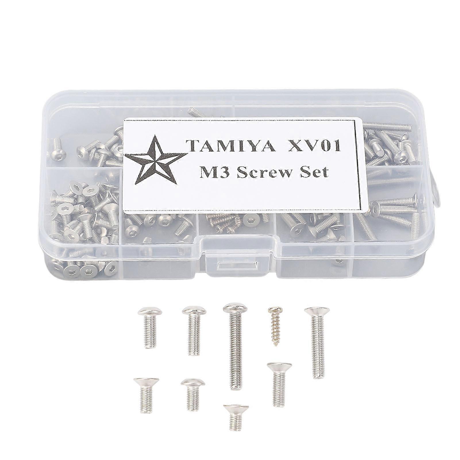 103Pcs M3 Stainless Steel Screws Kit, Precision Fit, Rust Resistant, M3 Hex Socket Head Cap Screws for XV01 RC Model Car