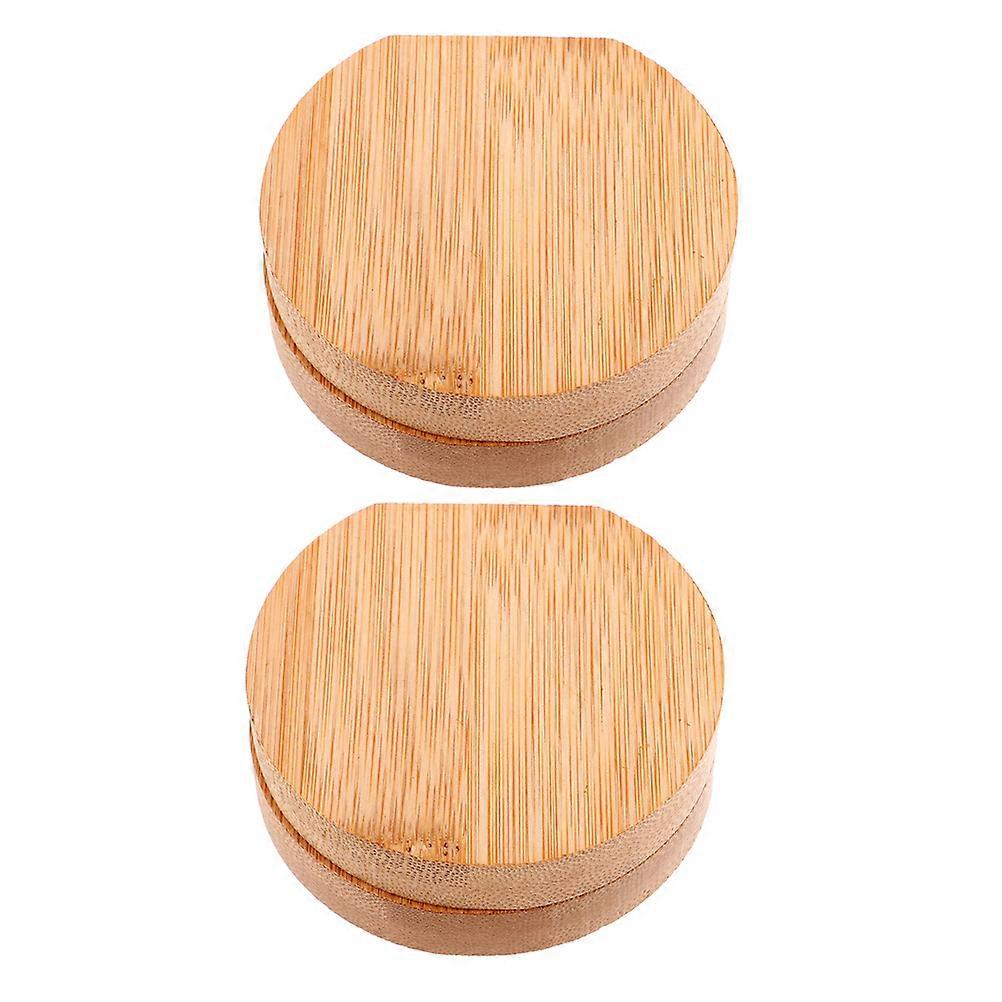 Pocket Mirror Portable Wooden Compact Mirror Bamboo Folding Makeup Application High Definition Reflection 2Pcs