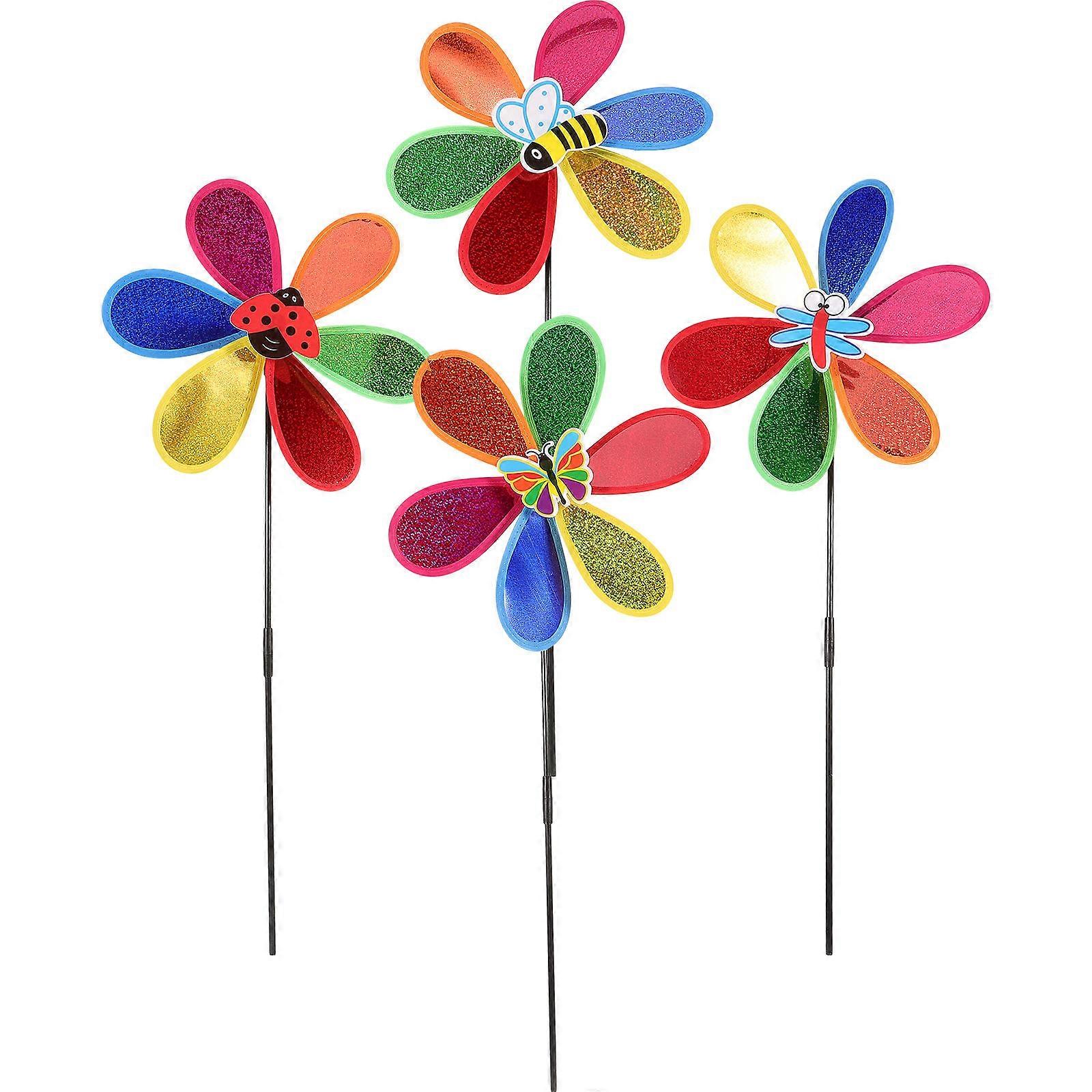 Here's a polished and professional product description based on your input:

 

**4 Pack Colorful Windmill Decor – Durable Plastic Pinwheel Spinners