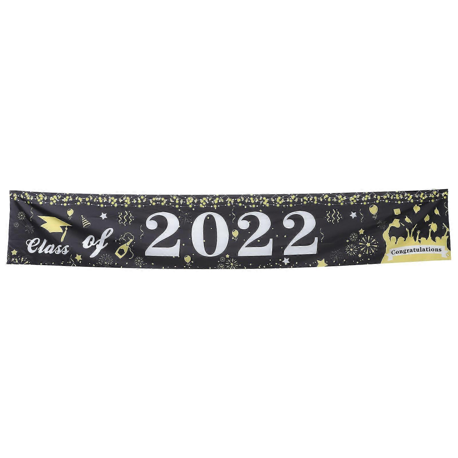 Graduation Backdrop Banner Party Decorations Grad Backdrop Congratulations 2022 Black 300X20CM Garden Decoration 1Set