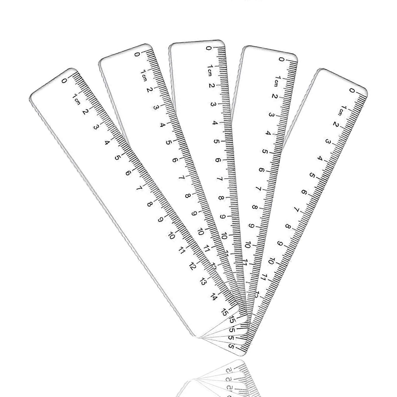 Set of 5 rulers, 15 cm, plastic, clearly graduated, precise measuring truments