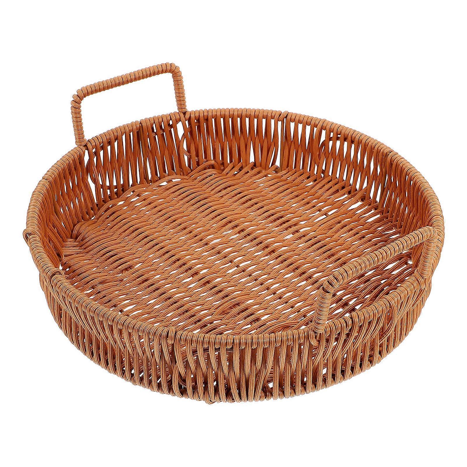 Woven Rattan Look Storage Basket for Kitchen or Living Room – Multipurpose Organizer for Bread, Fruit, and Decorative Use