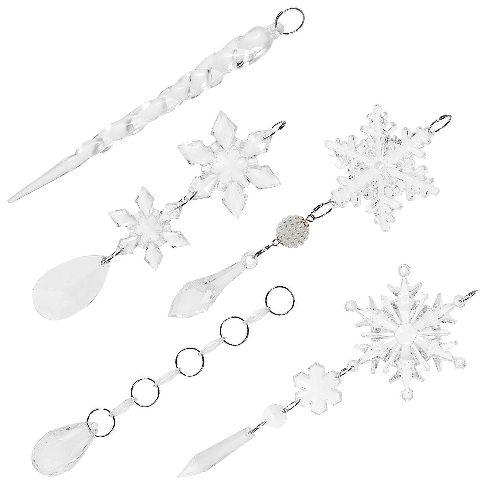 Ornaments For Tree Snowflake Pendant Home Decoration Transparent Acrylic Reusable 18Pcs