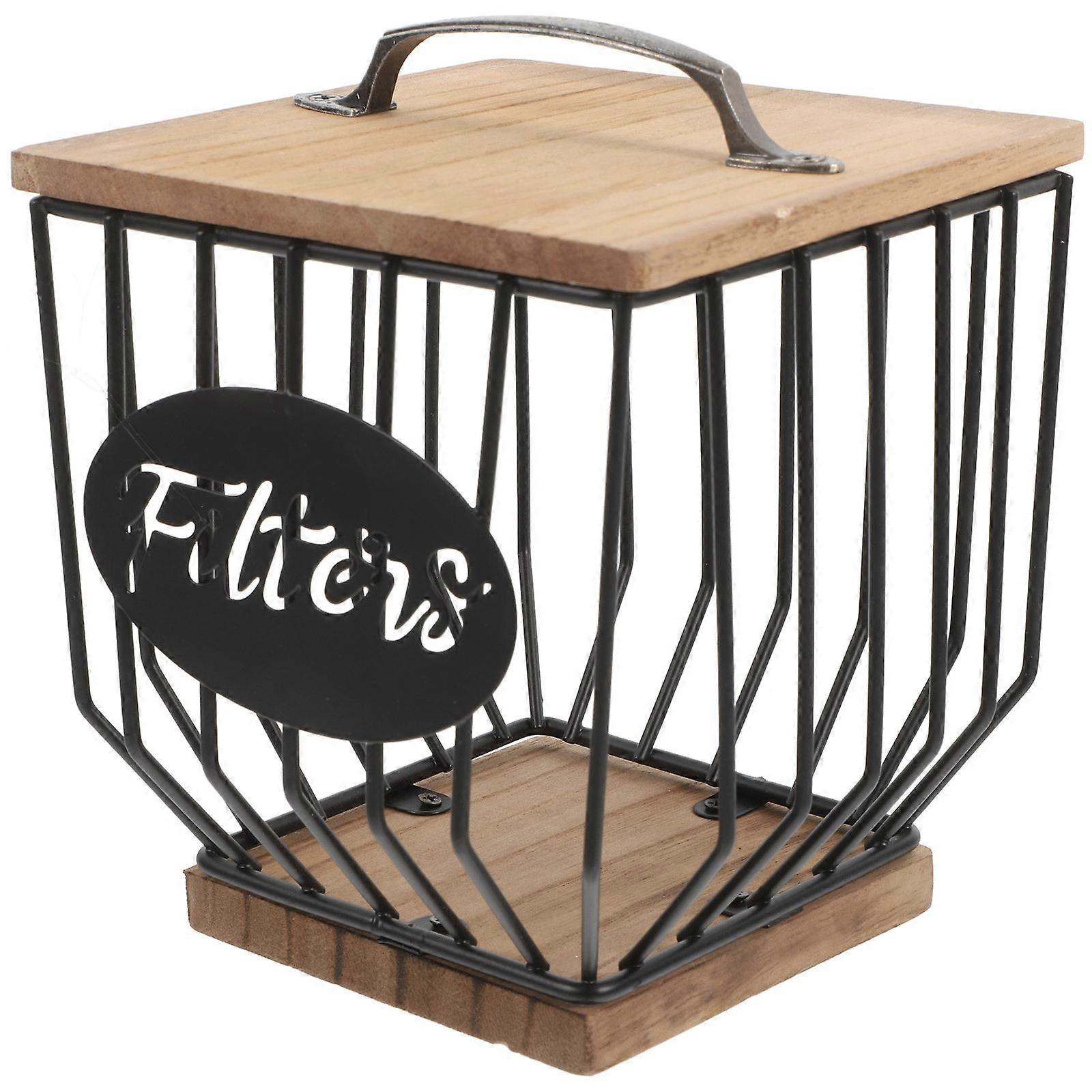 Cone Coffee Filters Wooden Coffee Filter Holder for Kitchen Countertop Multi Functional Design Rectangular Shape 1Set