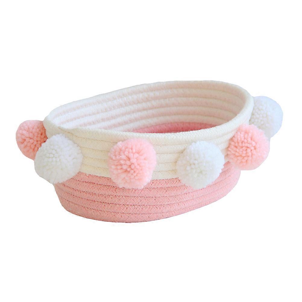 المنسوجة التخزين منظم سلة القطن حبل الوردي صندوق تخزين متنوع لتنظيم سطح المكتب صغير 1 حزمة