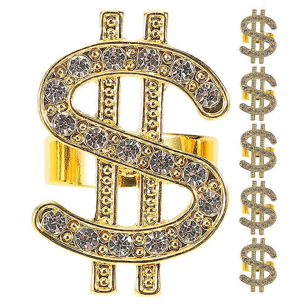 6pcs Bling Hip Hop Rings for Costume Cosplay Sparkling Statement Finger Bands for Men and Women Unique Jewelry Accessories for Halloween Parties
