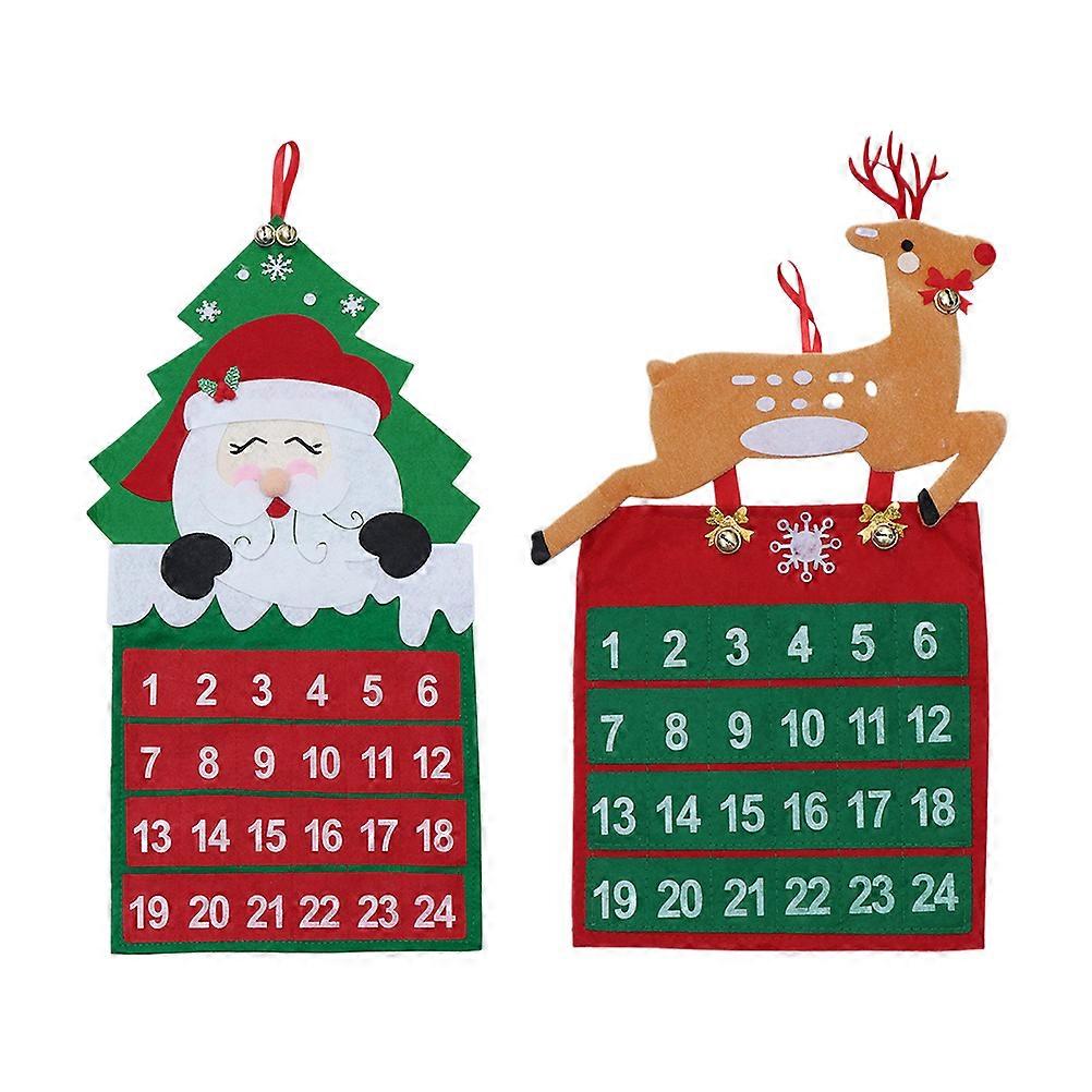 Holiday Hanging Decorations Advent Calendar Non-Woven Fabric Assorted Color Approx 57.5x27.5x0.2cm 2Pcs