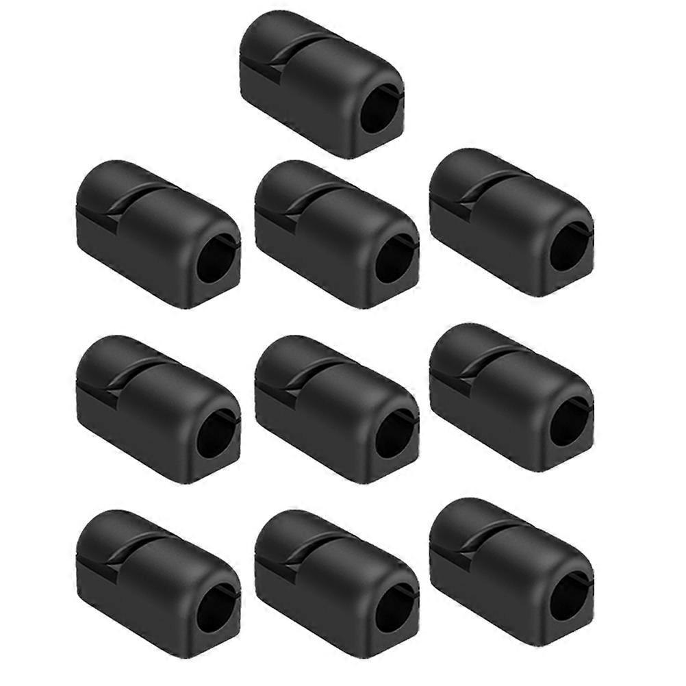 Cord Holder Cable Clips Cable Management Organizer Prevent Bending Rectangular Black Silicone 10Set For Home Nightstand