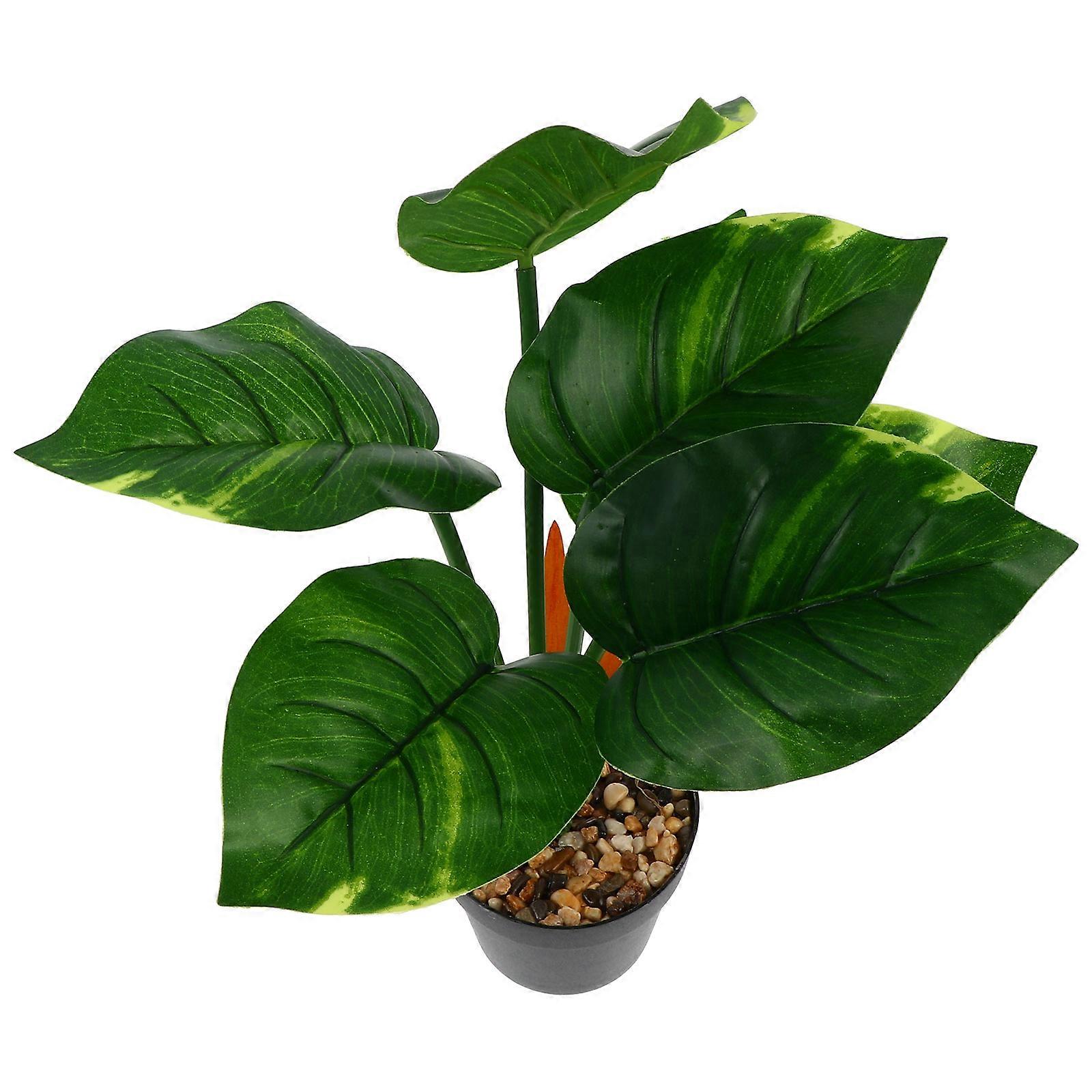 Simulate Small Bonsai with Green Plants Mini Potted Bonsai for Bedroom Decor Round Shape 1Pcs