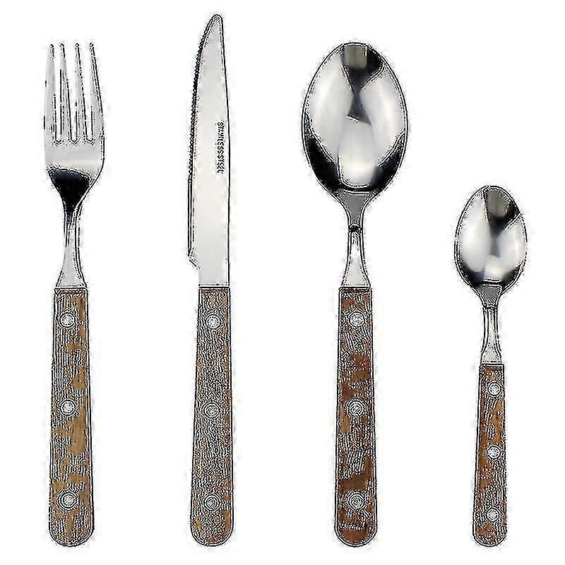 クラシックエレガントレジンリベットハンドルステンレススチールウエスタンカトラリー4点セット