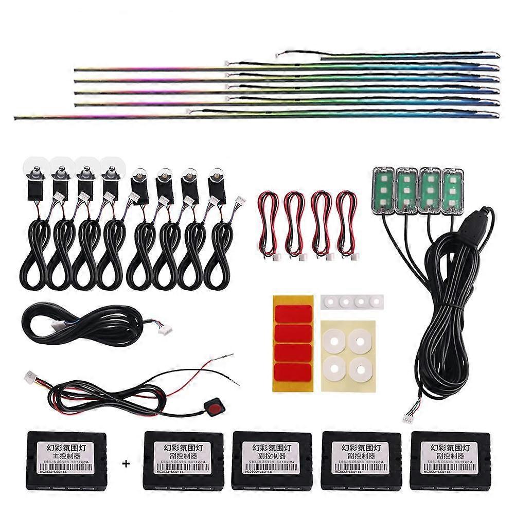 For Car LED Light Kit 18 in 1 RGB Interior Lights with APP Control Music Sync 7 Modes DIY Installation