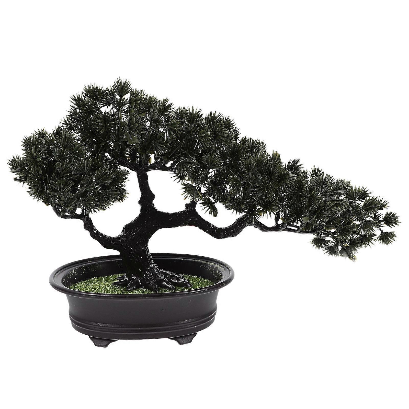 Bonsai Tree Artificial Lifelike Appearance Zen Garden Durable Design for Home Table Office Desk Green 26.00X22.00X13.00CM 1Set