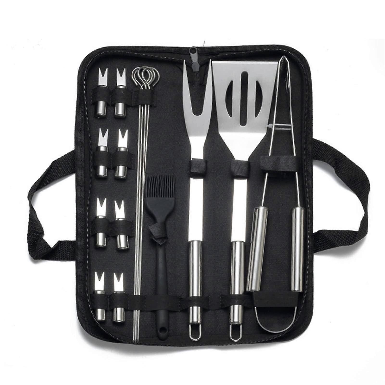 16-teiliges Geschenkset mit robustem Werkzeug, Edelstahlgrill mit Aufbewahrungstasche, Zubehör für Zuhause, Camping und Reisen