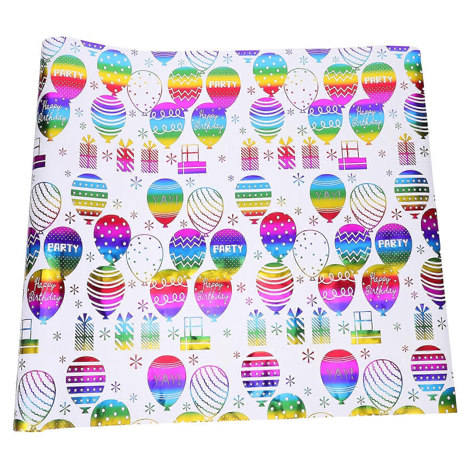 Festive Style Birthday Wrapping Paper Roll For Kids Parties Gold Foil Technique 43cmx3m 1 Roll